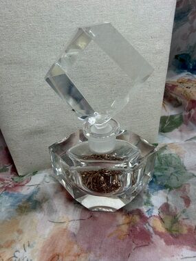 Vintage Faceted Crystal Perfume Bottle with  Earrings